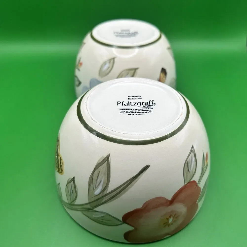 Vintage Pfaltzgraff Garden Butterflies Bowls Set of 2 Replacement Tableware